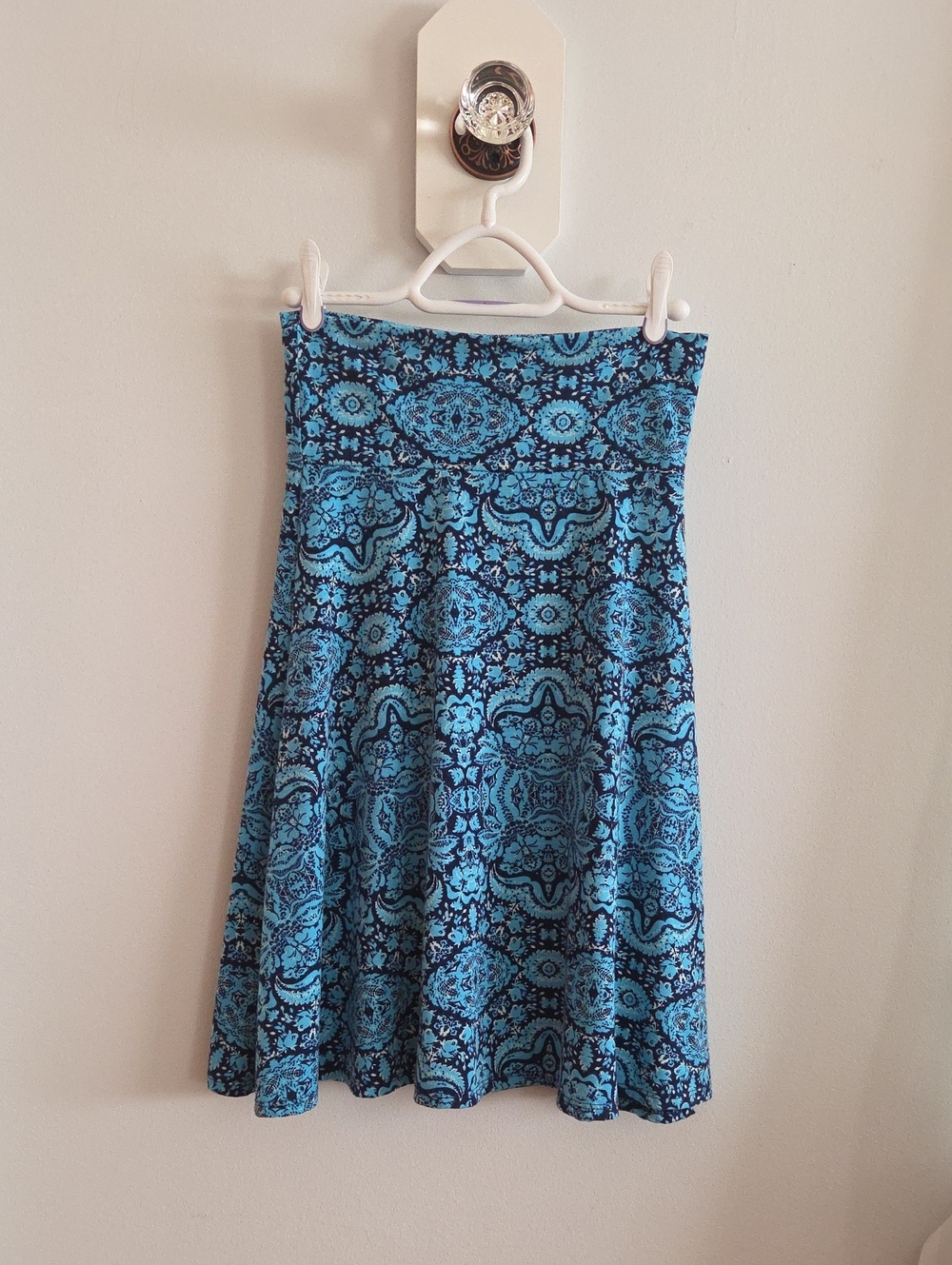 LuLaRoe Blue Patterned Skater Skirt